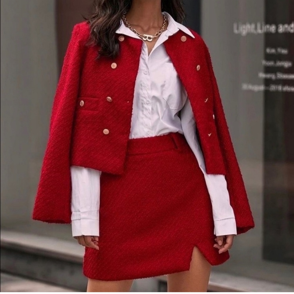 Zara textured red skirt